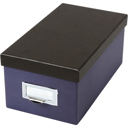 Oxford Index Card Storage Box, 6-1/2"Wx11-1/2"Lx5"H, Indigo/Black OXF406462